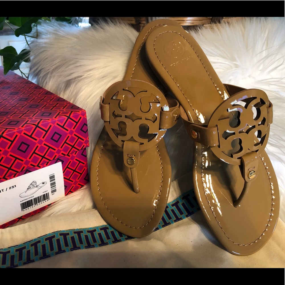 Tory Burch Sand Tan Patent Miller’s~NEW~ Size 8